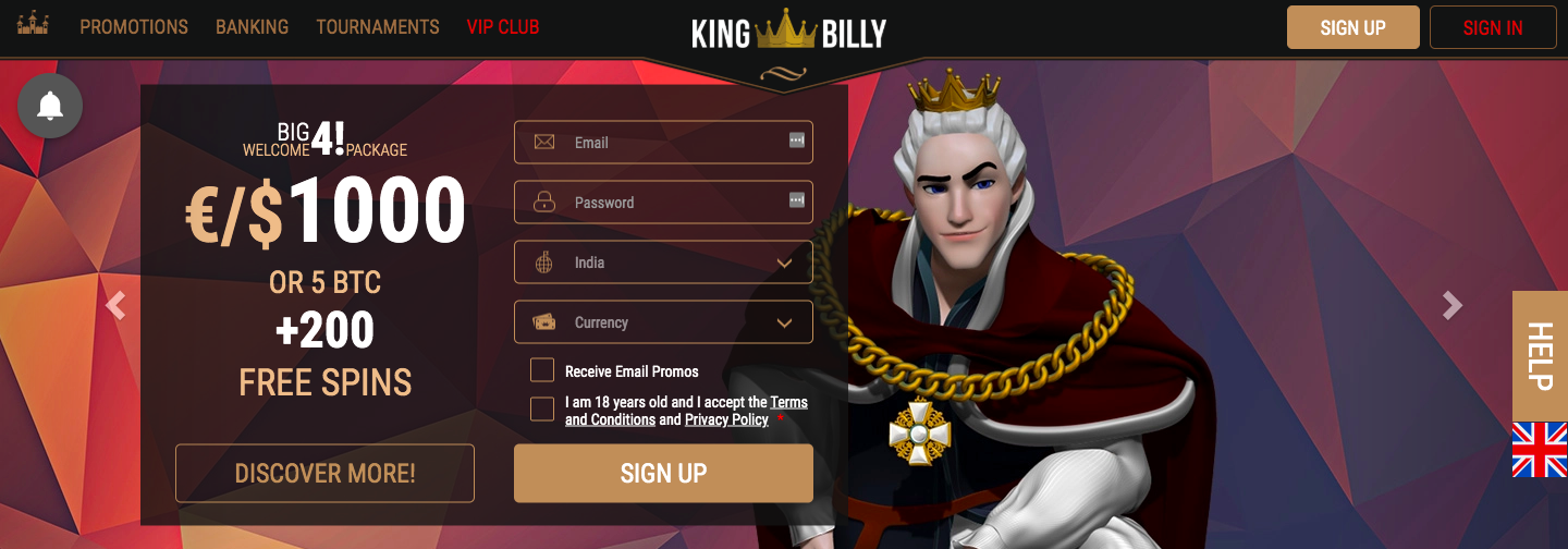 King Billy casino login