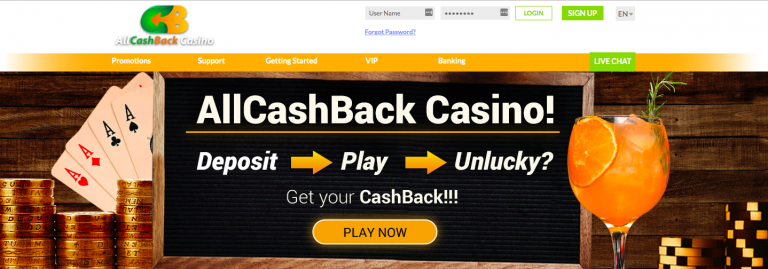 AllCashBack Casino Cashback Explanation