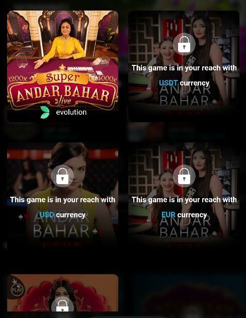 Andar Bahar Game at LevelUp Casino